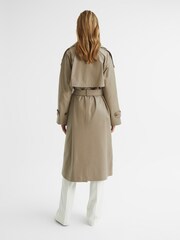 Reiss Taupe Maya Leather Trench Coat - Image 4 of 7