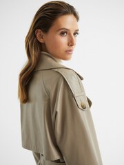 Reiss Taupe Maya Leather Trench Coat - Image 7 of 7