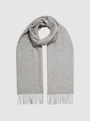 Reiss Grey Bark Houndstooth Cashmere Blend Scarf - Image 1 of 4