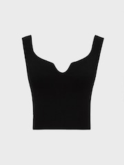 Reiss Black Marion Cropped Sweetheart Neckline Top - Image 2 of 6