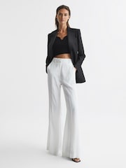 Reiss Black Marion Cropped Sweetheart Neckline Top - Image 3 of 6