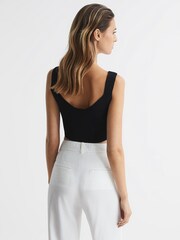 Reiss Black Marion Cropped Sweetheart Neckline Top - Image 5 of 6