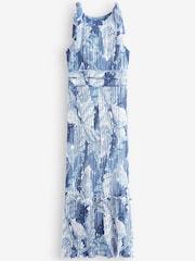 Morris & Co. Acanthus Blue Floral Sleeveless Pleated Maxi Dress - Image 6 of 6