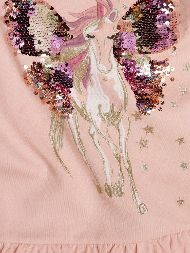 Monsoon Pink Sequin Unicorn Sweater Dress - Image 2 of 2 Monsoon Pink Sequin Unicorn Sweater Dress - Image 2 of 2