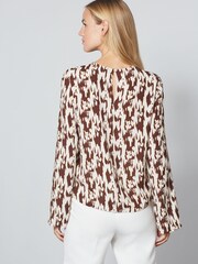 Brown/Cream Cut-Out Long Sleeve Top - Image 3 of 5
