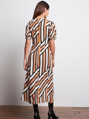 Camel and Cream Stripe Split Dress - Image 2 of 5