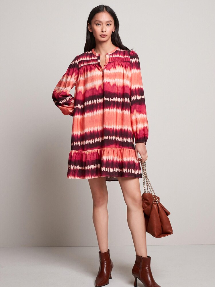 Pink/Purple Tie Dye Long Sleeve Mini Dress - Image 1 of 3