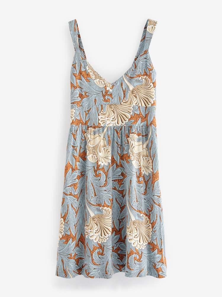 Morris & Co. Rust Orange/Blue Tulip Print Summer Cami Mini Dress - Image 5 of 5 Morris & Co. Rust Orange/Blue Tulip Print Summer Cami Mini Dress - Image 5 of 5