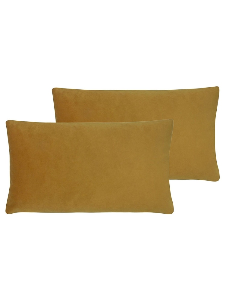 Riva Paoletti 2 Pack Yellow 30 x 50cm Sunningdale Velvet Cushions - Image 1 of 3