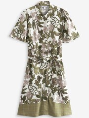 Green Floral Mini Angel Sleeve Shirt Dress - Image 5 of 5