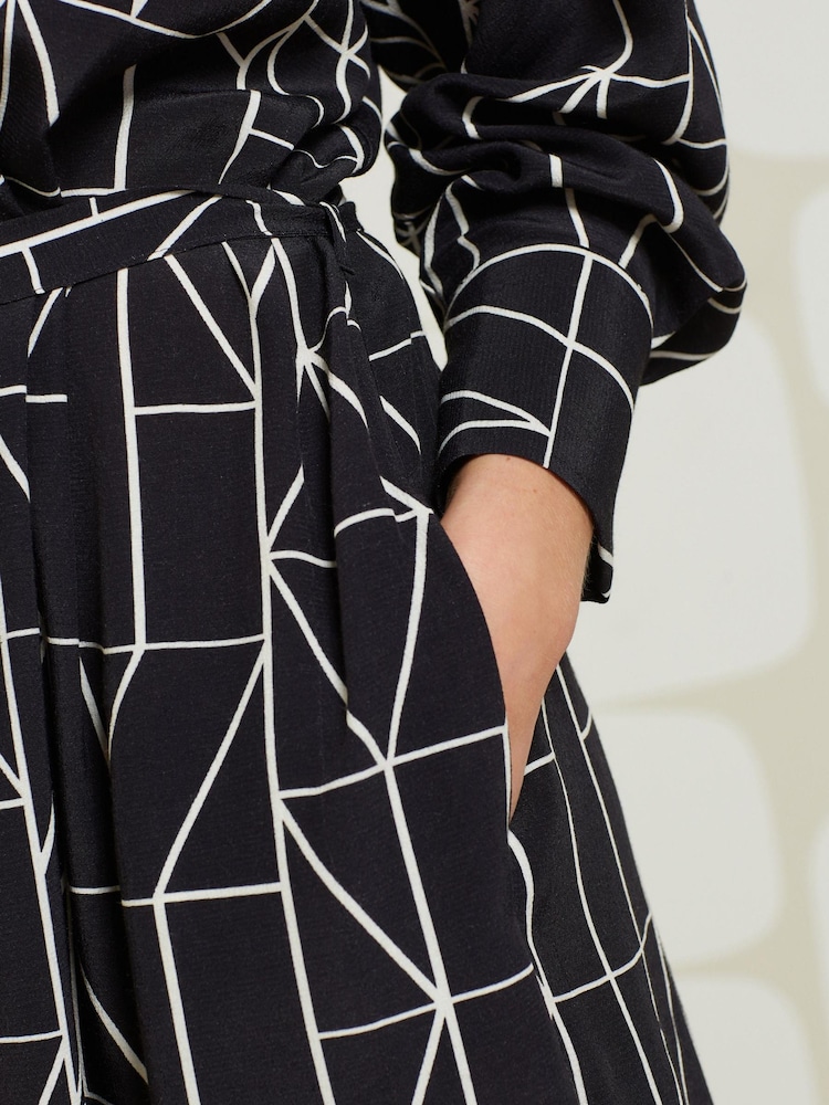 Grau - Scion Langärmeliges Midikleid mit Geo-Print, Grau - Bild 1 von 1
