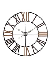 Pacific Grey Antique Metal and Wood Round Wall Clock - Image 2 of 2