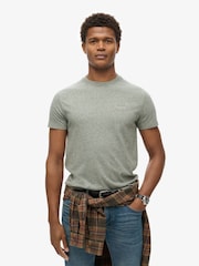 Superdry Light Grey Marl Essential Logo Embroidery T-Shirt - Image 1 of 5