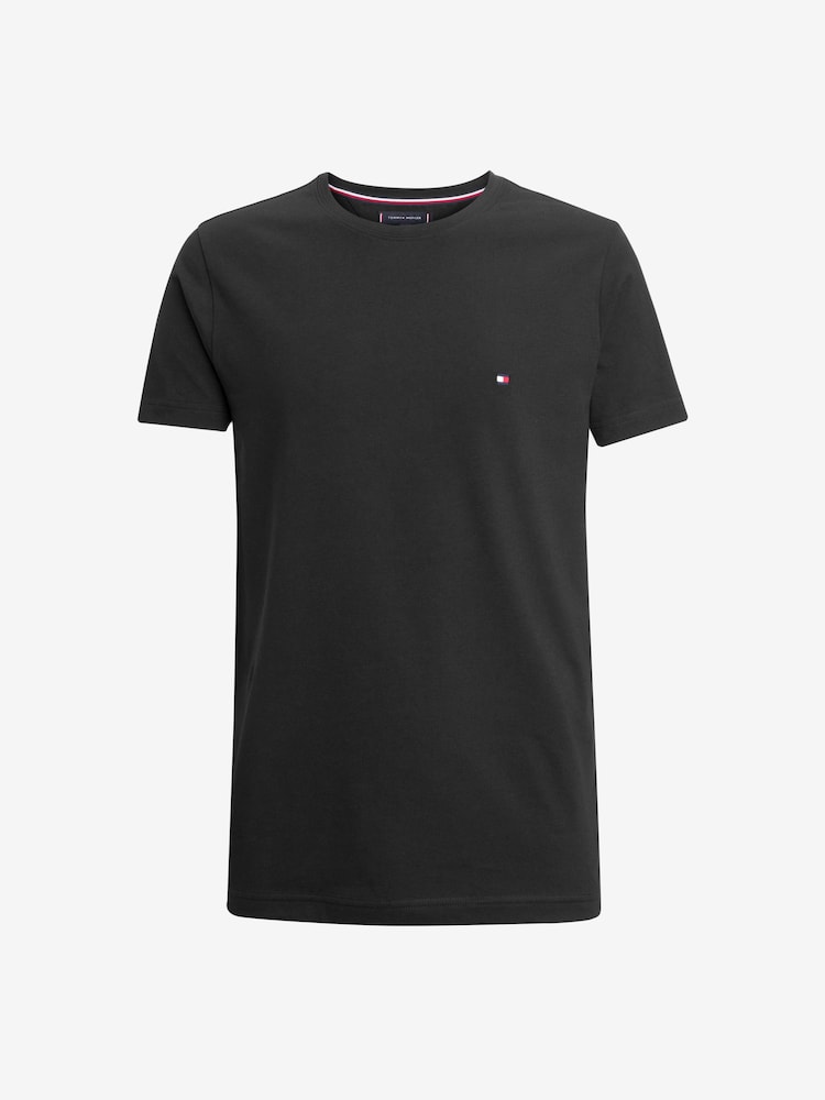 Черный - Tommy Hilfiger Slim Fit Core Stretch Crew Neck T-Shirt - Image 4 of 4