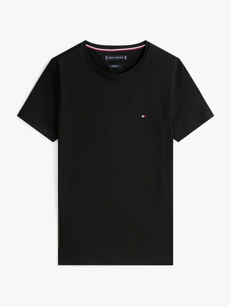 Tommy Hilfiger Black Slim Fit Core Stretch Crew Neck T-Shirt - Image 5 of 5 Tommy Hilfiger Black Slim Fit Core Stretch Crew Neck T-Shirt - Image 5 of 5