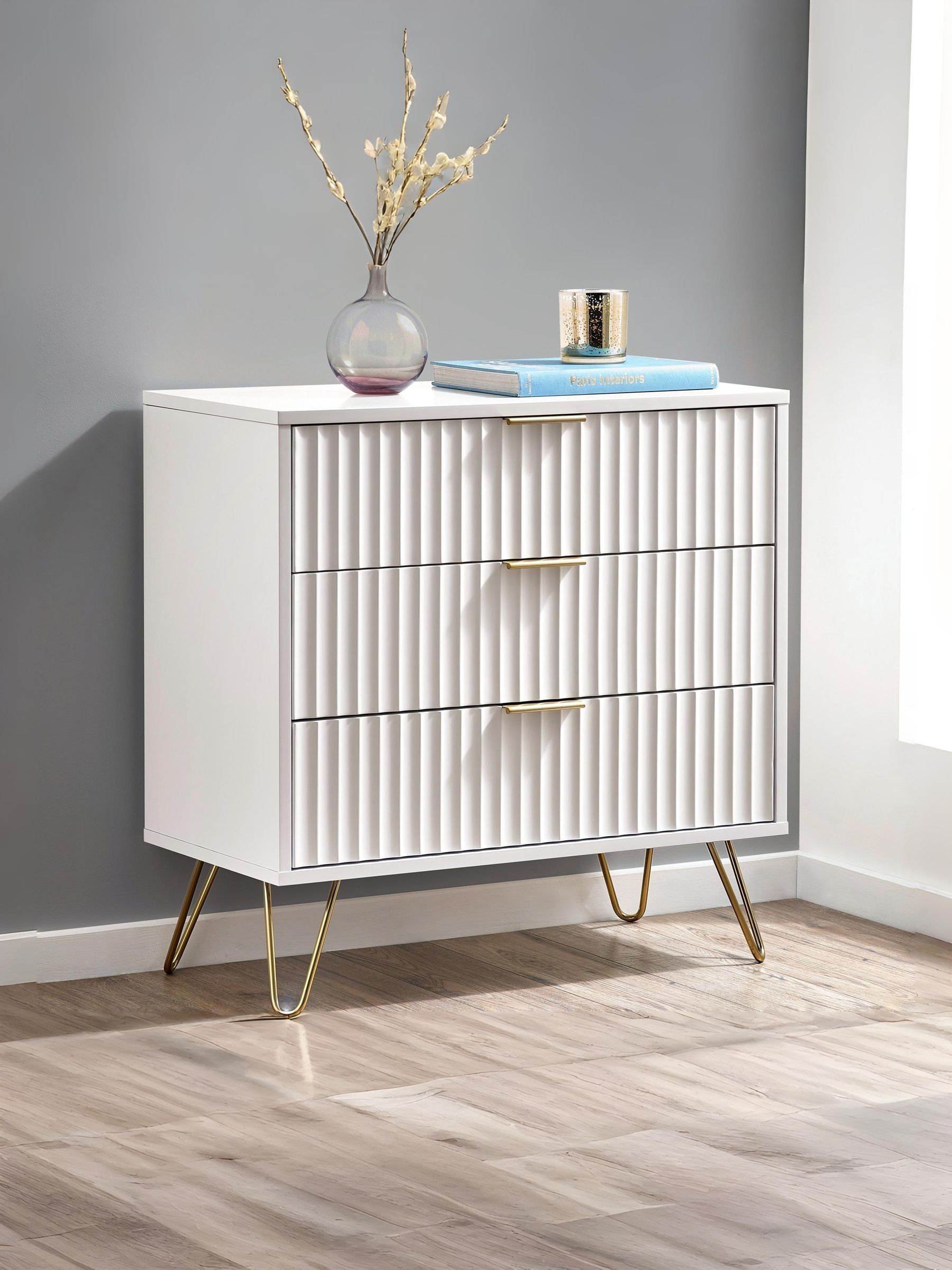 B&Q - Murano 3 Drawer ChestMatt White - Image 6