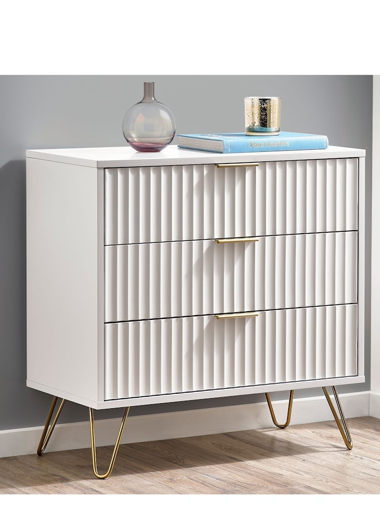 Julian Bowen White Murano 3 Drawer Chest - Image 1 of 5