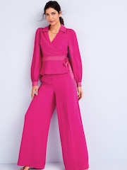 Pink Crepe Wrap Top - Image 2 of 5
