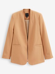 Kamelbraun - Figurbetonter Blazer ohne Revers - Bild 5 von 5