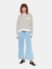 Whistles White Stripe 100% Cotton Sweater - Image 3 of 5