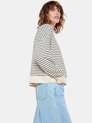 Whistles White Stripe 100% Cotton Sweater - Image 4 of 5