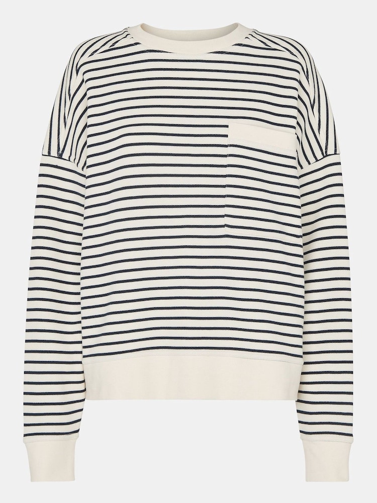 Whistles White Stripe 100% Cotton Sweater - Image 5 of 5