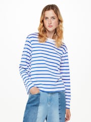Whistles Gestreiftes Baumwolloberteil, Blau - Bild 1 von 5