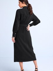 Black Belted Button Down Shirt Dress - Image 3 of 5