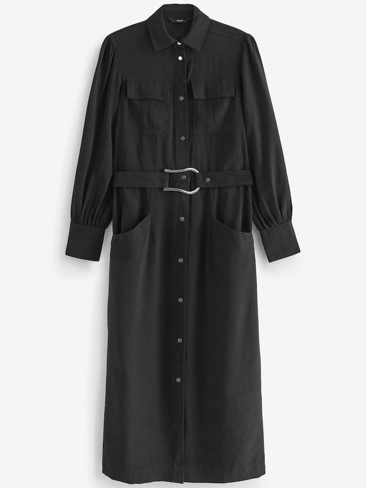 Black Belted Button Down Shirt Dress - Image 5 of 5