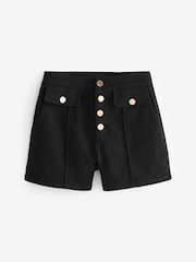 Black Gold Button Detail Denim Shorts - Image 4 of 4