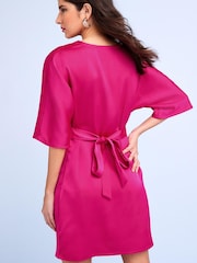 Pink Satin Draped Mini Dress - Image 3 of 5