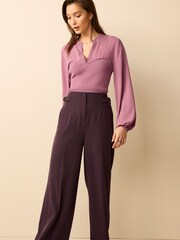 Lila - Anzughose mit weitem Bein und hoher Taille - Bild 1 von 4