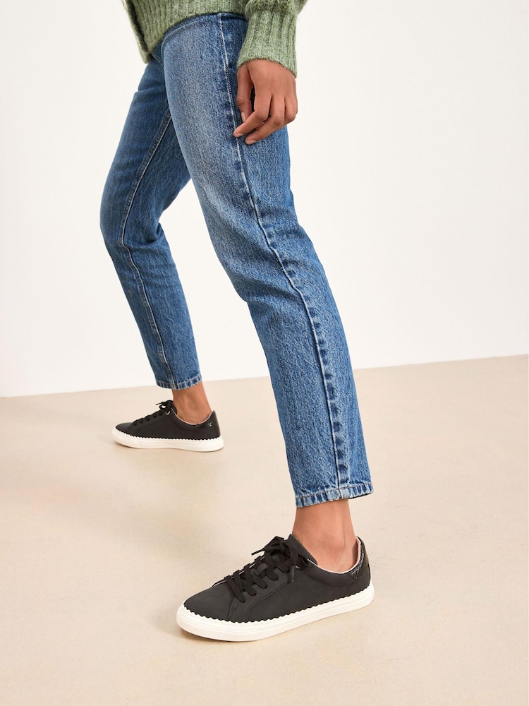 Black Forever Comfort® Scallop Sole Detail Lace-Up Trainers - Image 1 of 7