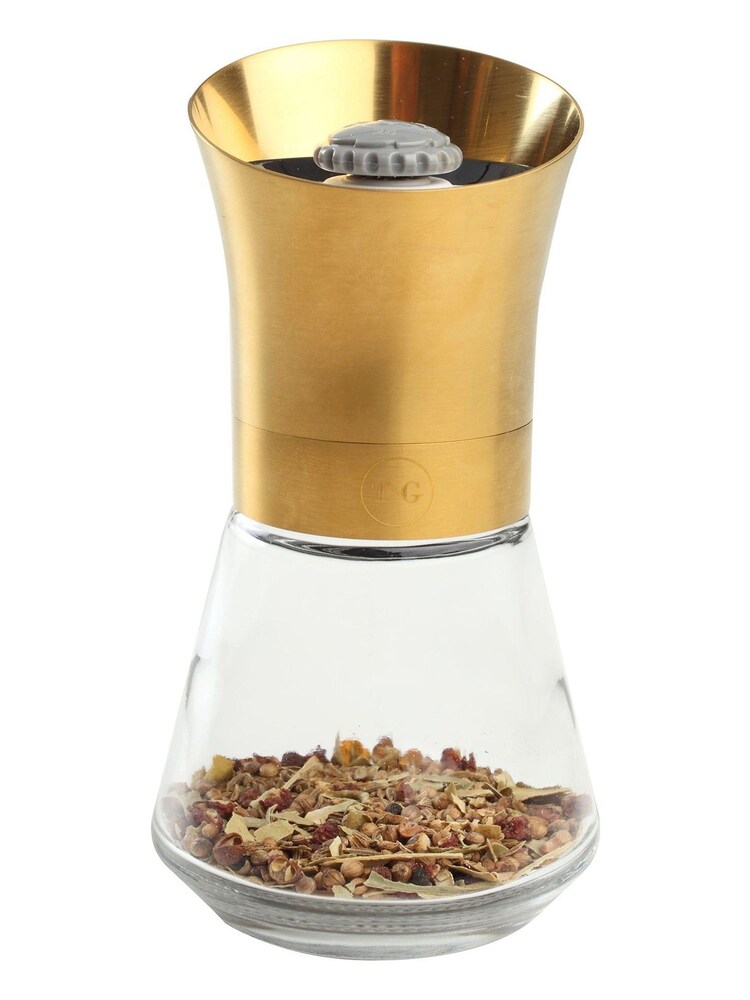 T&G Gold Spice Mill with Deco Gold Top & Glass Base - Image 2 of 2