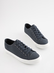 Navy Blue Extra Wide Fit Forever Comfort® Patent Baseball Trainers - Image 1 of 5