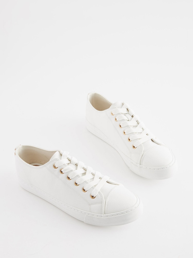 White Extra Wide Fit Forever Comfort® Patent Baseball Trainers - Image 1 of 6