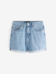 Albastru deschis - Pantaloni scurți elastici cu Denim Mom Comfort - Image 4 of 4