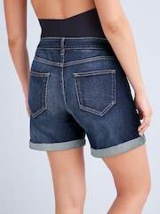 Dark Blue Maternity Mom Style Shorts - Image 4 of 6