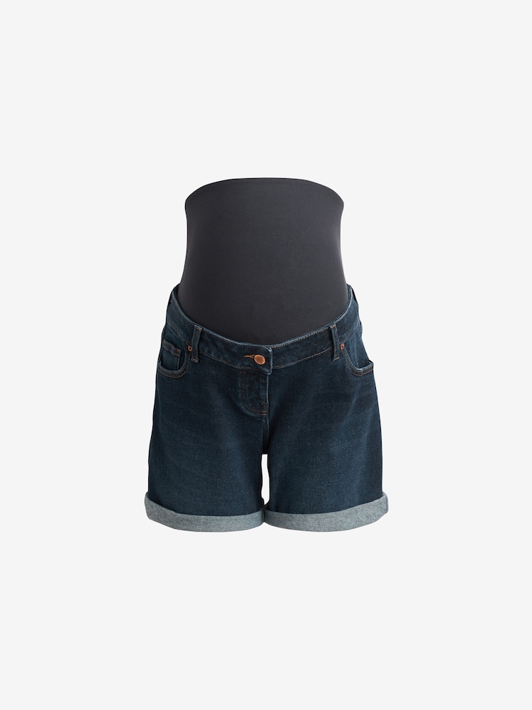 Dark Blue Maternity Mom Style Shorts - Image 5 of 6