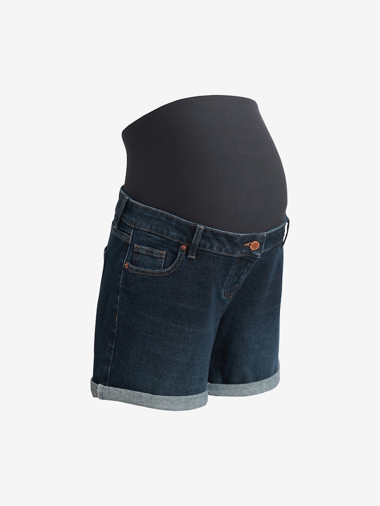 Dark Blue Maternity Mom Style Shorts - Image 6 of 6