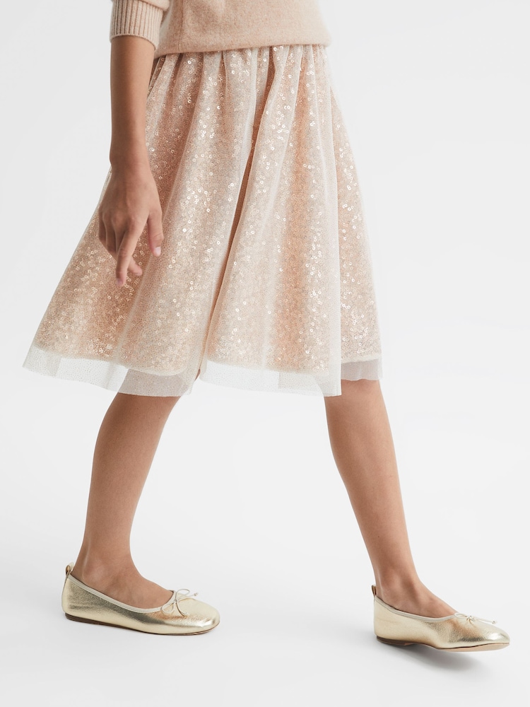 Reiss Nude Jude Senior Knee Length Tulle Skirt - Image 1 of 7 Reiss Nude Jude Senior Knee Length Tulle Skirt - Image 1 of 7