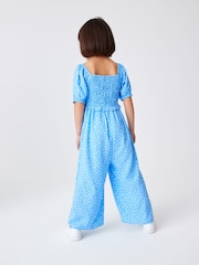 Blau - Kurzärmeliger Jumpsuit mit Blümchenmuster (3–16 J.) - Bild 2 von 6