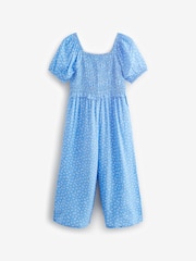 Blau - Kurzärmeliger Jumpsuit mit Blümchenmuster (3–16 J.) - Bild 6 von 6