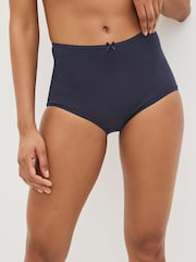 Navy Blue/White Full Brief Cotton Rich Knickers 4 Pack - Image 2 of 6
