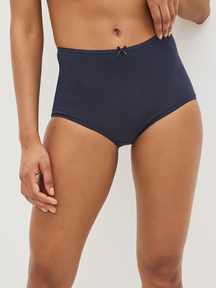 Navy Blue/White Full Brief Cotton Rich Knickers 4 Pack - Image 2 of 6