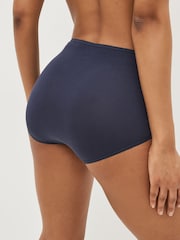 Navy Blue/White Full Brief Cotton Rich Knickers 4 Pack - Image 3 of 6