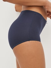 Navy Blue/White Full Brief Cotton Rich Knickers 4 Pack - Image 4 of 6