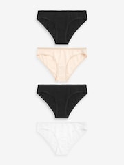 Schwarz / Pastellrosa Nude / Weiß - Slips mit hohem Baumwollanteil, 4er-Pack - Bild 1 von 8