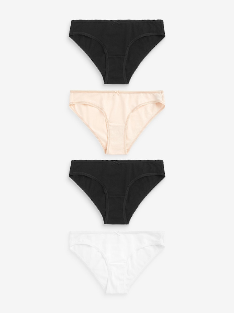Schwarz / Pastellrosa Nude / Weiß - Slips mit hohem Baumwollanteil, 4er-Pack - Bild 1 von 8