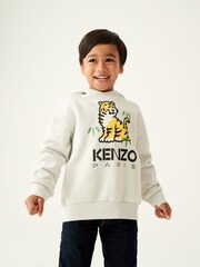 سترة هودي لون كريم بشعار نمر من Kenzo Kids - Image 1 of 5